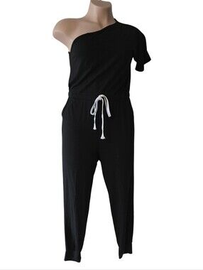 C+D+M Collection Black One Shoulder Jumpsuit - Large